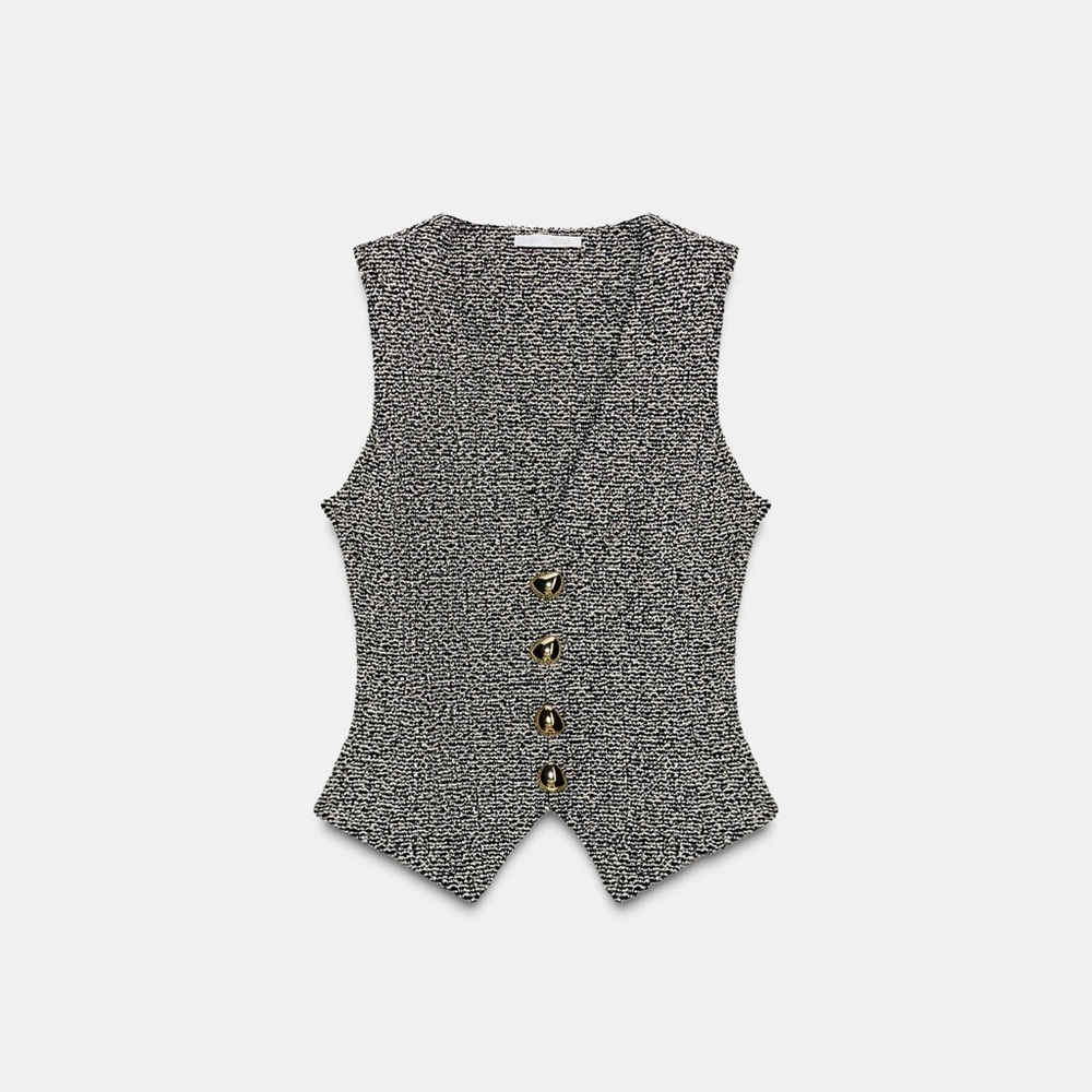 Zara Black and White Button Down Vest